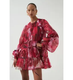 Aje Flora Mini Dress Prismatic Floral Red Size AU 16 for rent on The Volte - image 6