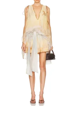 Zimmermann Balance Plunge Mini Dress Yellow Seascape Size 0p/AU 6 for rent on The Volte - image 1