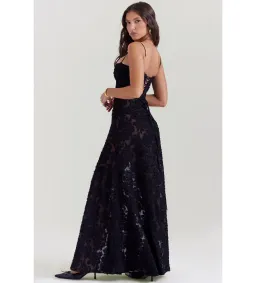 House of CB Seren Floral Lace Back Maxi Dress Black Size S/AU 8 for rent on The Volte - image 3