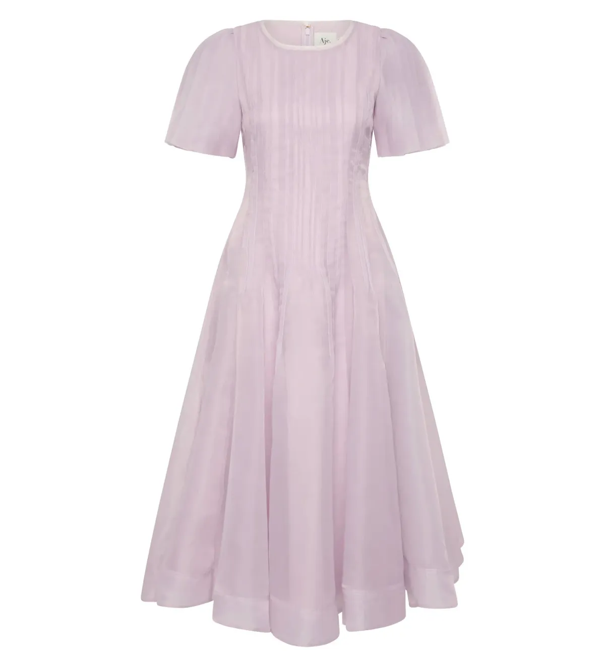 Aje Nova Pleated Midi Dress Lilac Size 10 - Image 4