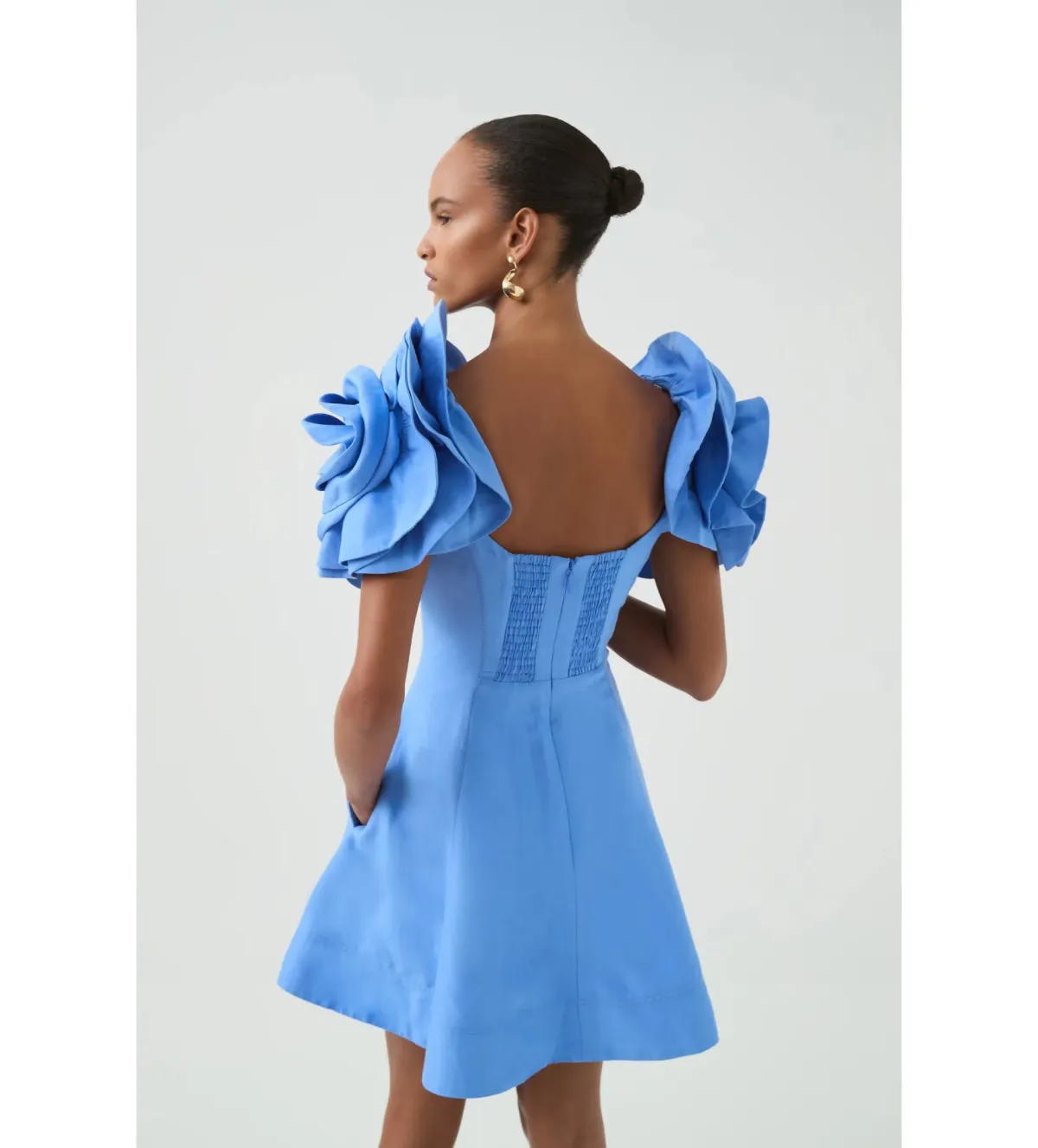 Aje Twyla Mini Dress Oyster Blue Size 8 - Image 3