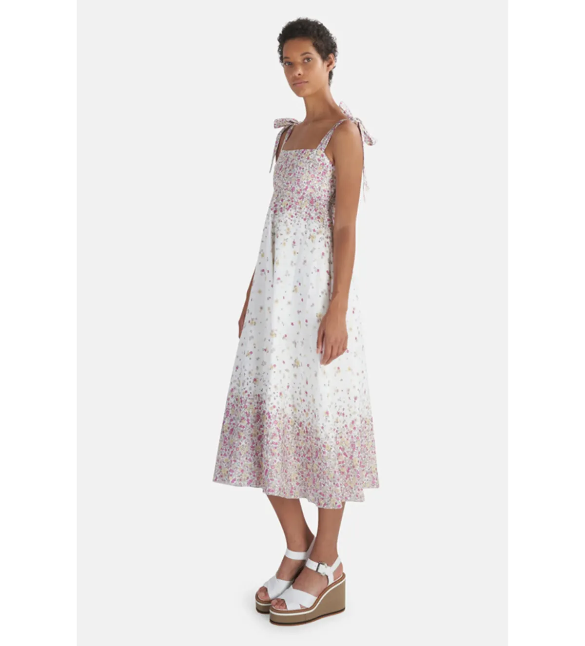 Zimmermann Linen Carnaby Tie Shoulder Midi Dress in white Size AU 6 - Image 3