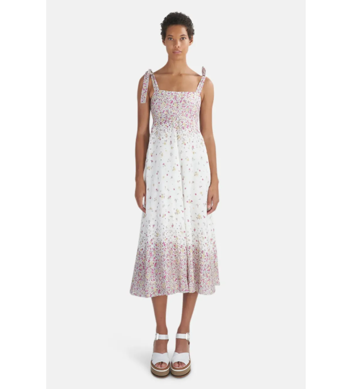 Zimmermann Linen Carnaby Tie Shoulder Midi Dress in white Size AU 6 - Image 1