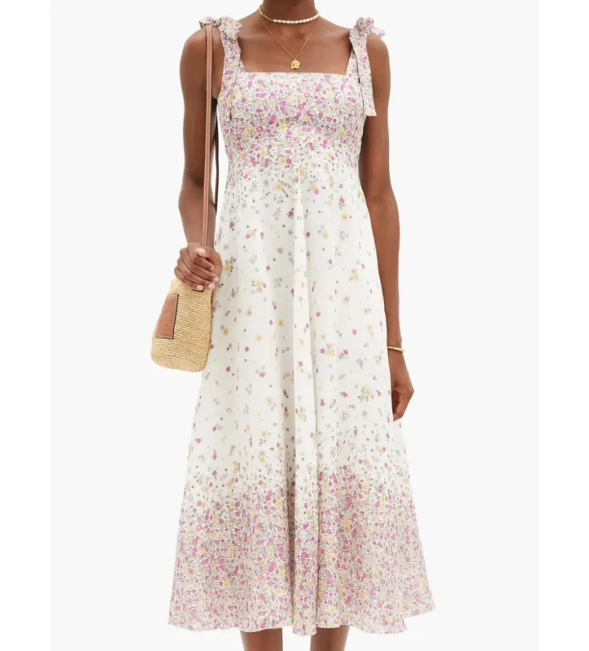 Zimmermann Linen Carnaby Tie Shoulder Midi Dress in white Size AU 6 - Image 2