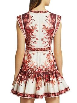 Zimmermann Wavelength Fluted Mini Dress Red Phoenix Size 0 / AU 8 for rent on The Volte - image 3