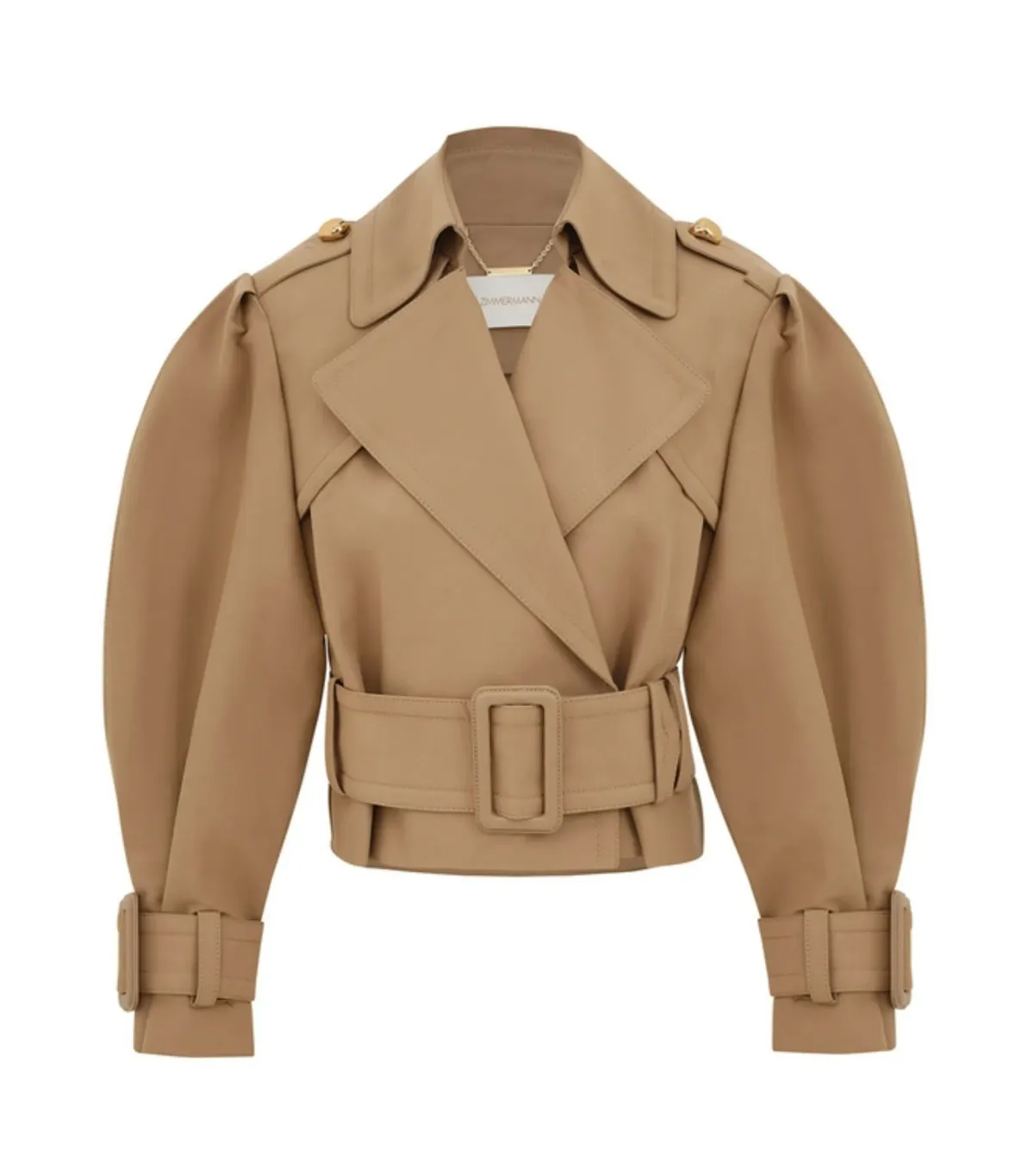Zimmermann Crush Cropped Trench Coat in Khaki Size 0 / AU 8 - Image 4