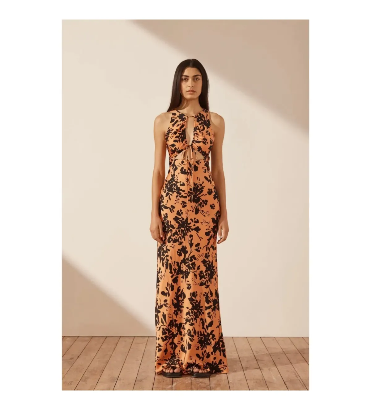 Shona Joy Solare Cut Out Front Maxi Dress in orange Size AU 8 - Image 1