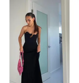 Christopher Esber Sculptured Pleated Rib Maxi Dress Black Size XS / AU 6 for rent on The Volte - image 3