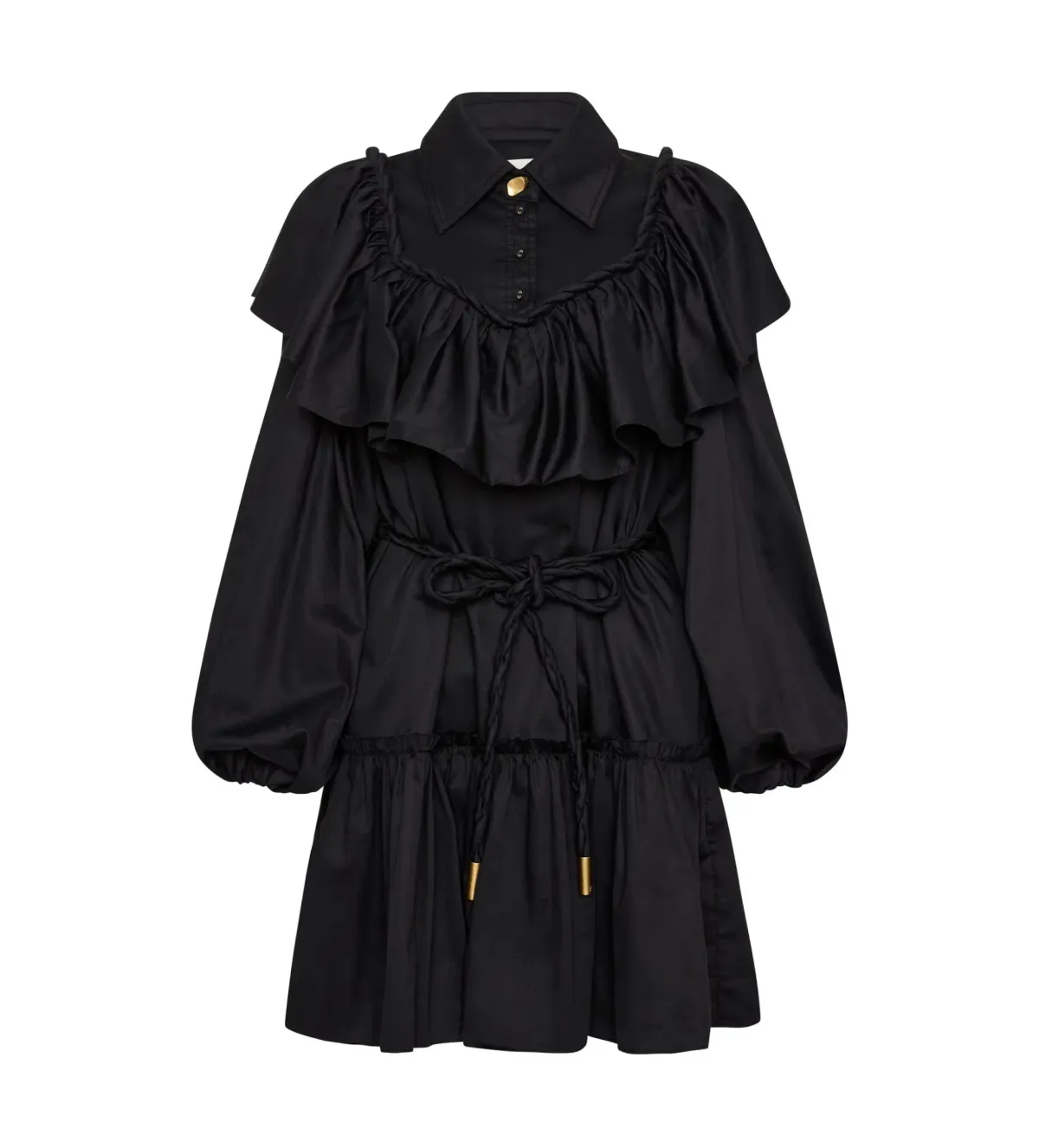 Aje Dahlia Flounce Long Sleeve Mini Dress in Black Size 12 - Image 4