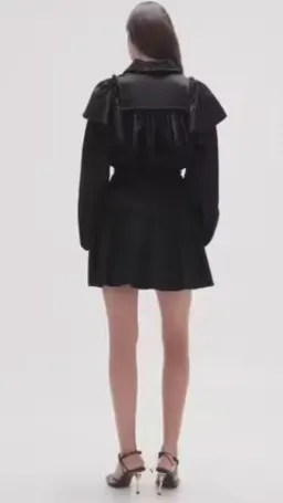 Aje Dahlia Flounce Long Sleeve Mini Dress in Black Size 12 for rent on The Volte - image 6
