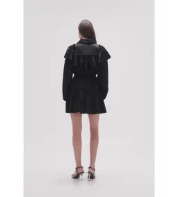 Aje Dahlia Flounce Long Sleeve Mini Dress in Black Size 12 for rent on The Volte - image 3