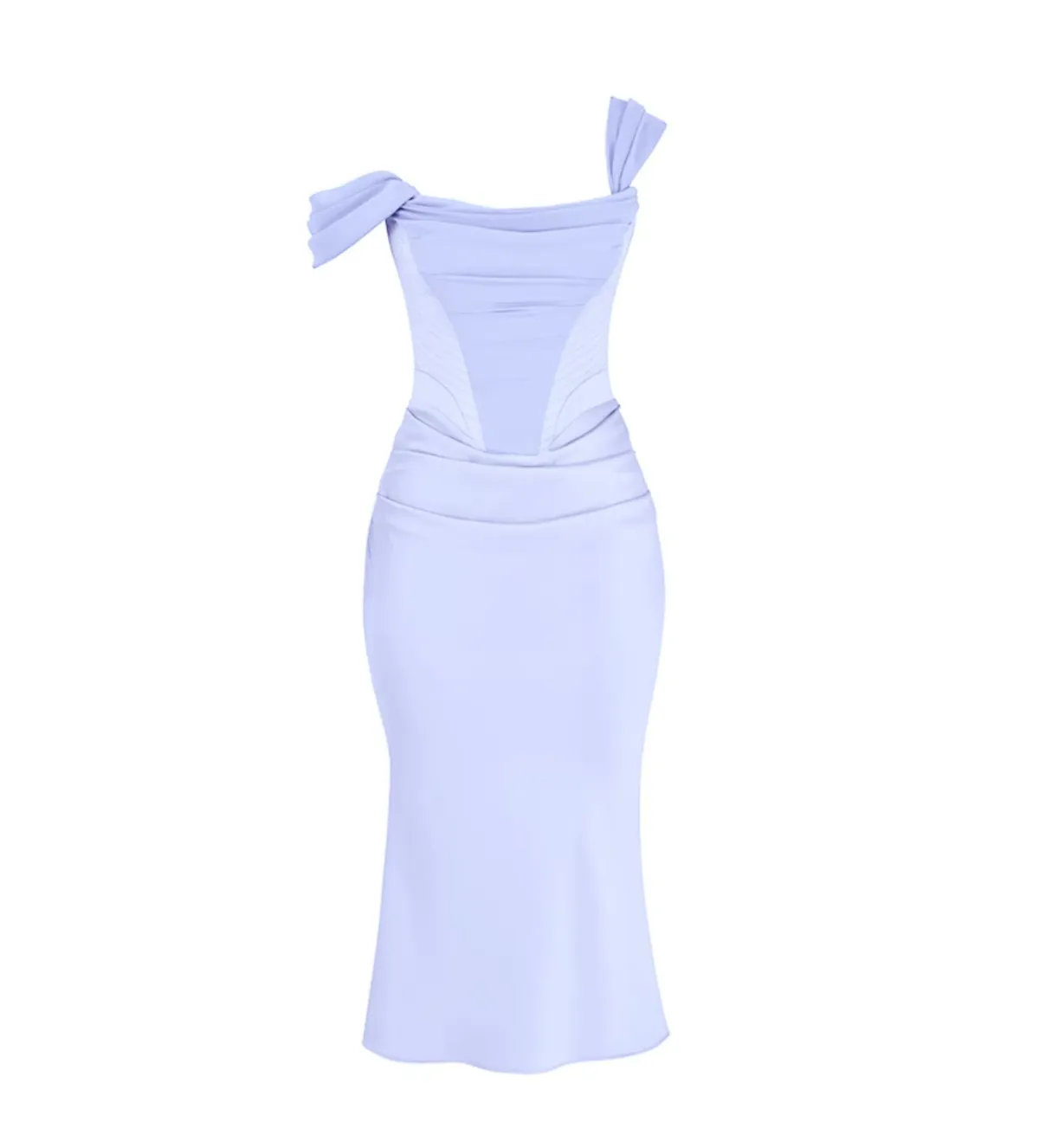 House of CB Natalya Sky Satin Corset Midi Dress Sky Blue Size S/Size AU 8 - Image 6