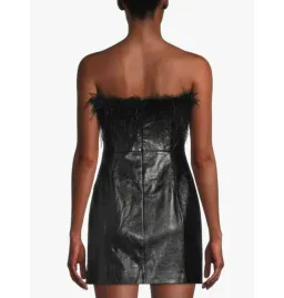 Kitri Poppy Vinyl and Feather Mini Dress Black Size AU 6 for rent on The Volte - image 4