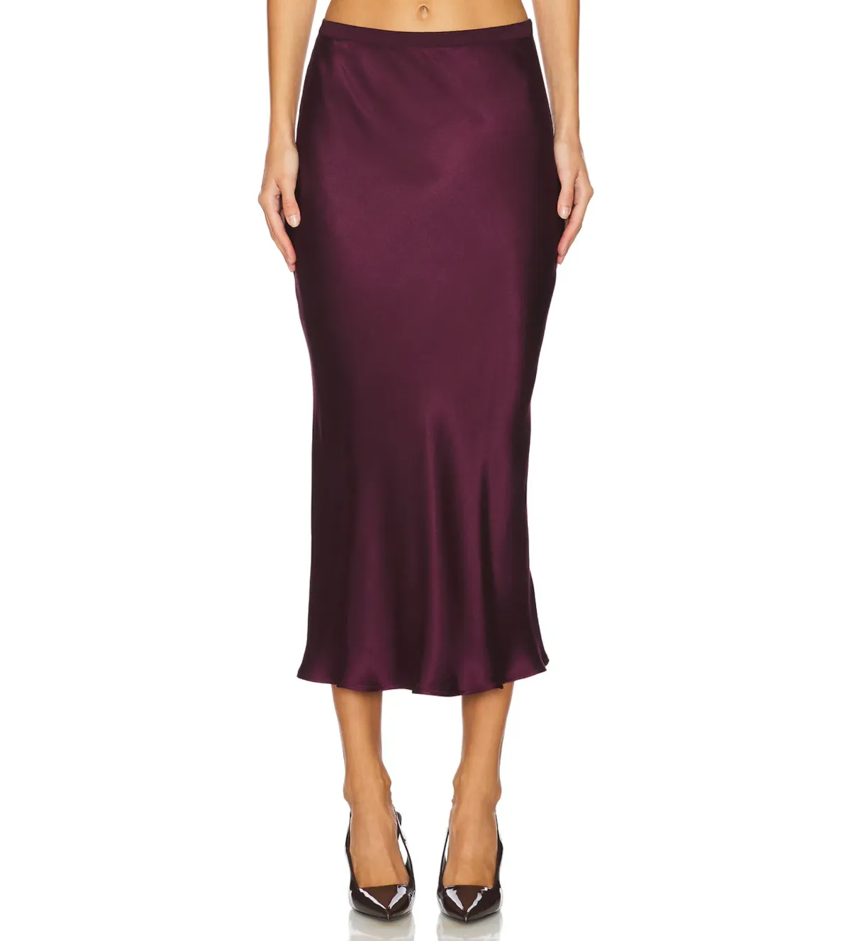 Anne Bing Bar Silk Midi Skirt Bordeaux Size L/Au 14 - Image 2
