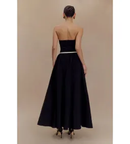MESHKI Penny Strapless Contrast Midi Dress Black & White Size M/AU 10 for rent on The Volte - image 3