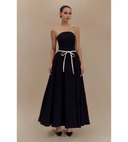 MESHKI Penny Strapless Contrast Midi Dress Black & White Size M/AU 10 for rent on The Volte - image 1