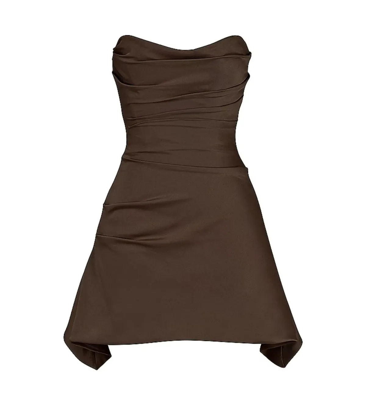 House of CB Jasmine Draped Strapless Corset Mini Dress Chocolate Size S/AU 8 - Image 6