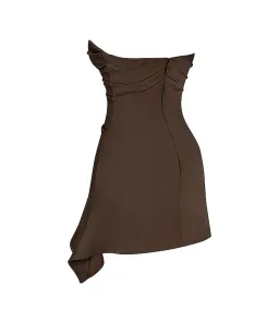 House of CB Jasmine Draped Strapless Corset Mini Dress Chocolate Size S/AU 8 for rent on The Volte - image 7