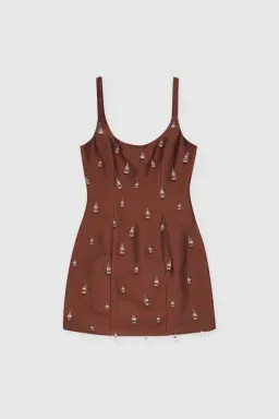 The Wolf Gang Luvia Beaded Mini Dress Chocolate Brown Size 8/S for rent on The Volte - image 4