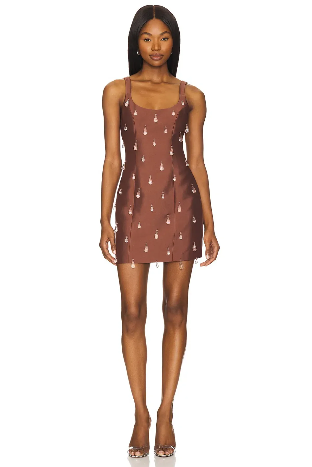 The Wolf Gang Luvia Beaded Mini Dress Chocolate Brown Size 8/S - Image 1