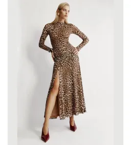 Bardot Lea Printed Mesh Midi Dress in Brown Leopard Size 10/M for rent on The Volte - image 2