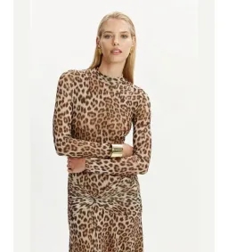 Bardot Lea Printed Mesh Midi Dress in Brown Leopard Size 10/M for rent on The Volte - image 4