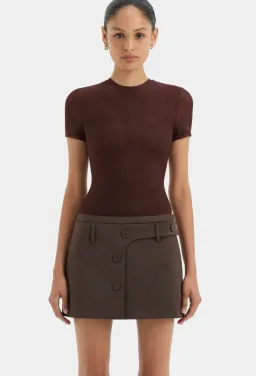 Sir The Label Sandrine Button Mini Skirt Brown Size 4  for rent on The Volte - image 1