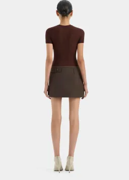 Sir The Label Sandrine Button Mini Skirt Brown Size 4  for rent on The Volte - image 3
