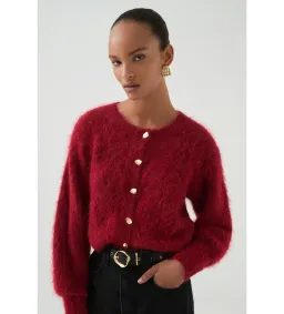 Aje Celine Fluffy Cardigan Lychee Red Size 12/L for rent on The Volte - image 1