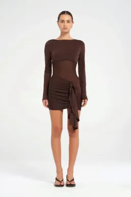 Benni Juni Mini Dress in Chocolate Size 8 for rent on The Volte - image 1