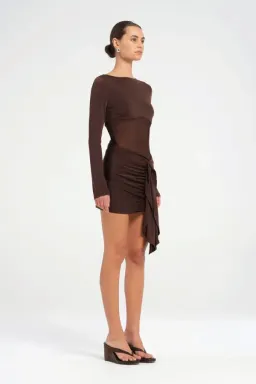 Benni Juni Mini Dress in Chocolate Size 8 for rent on The Volte - image 2