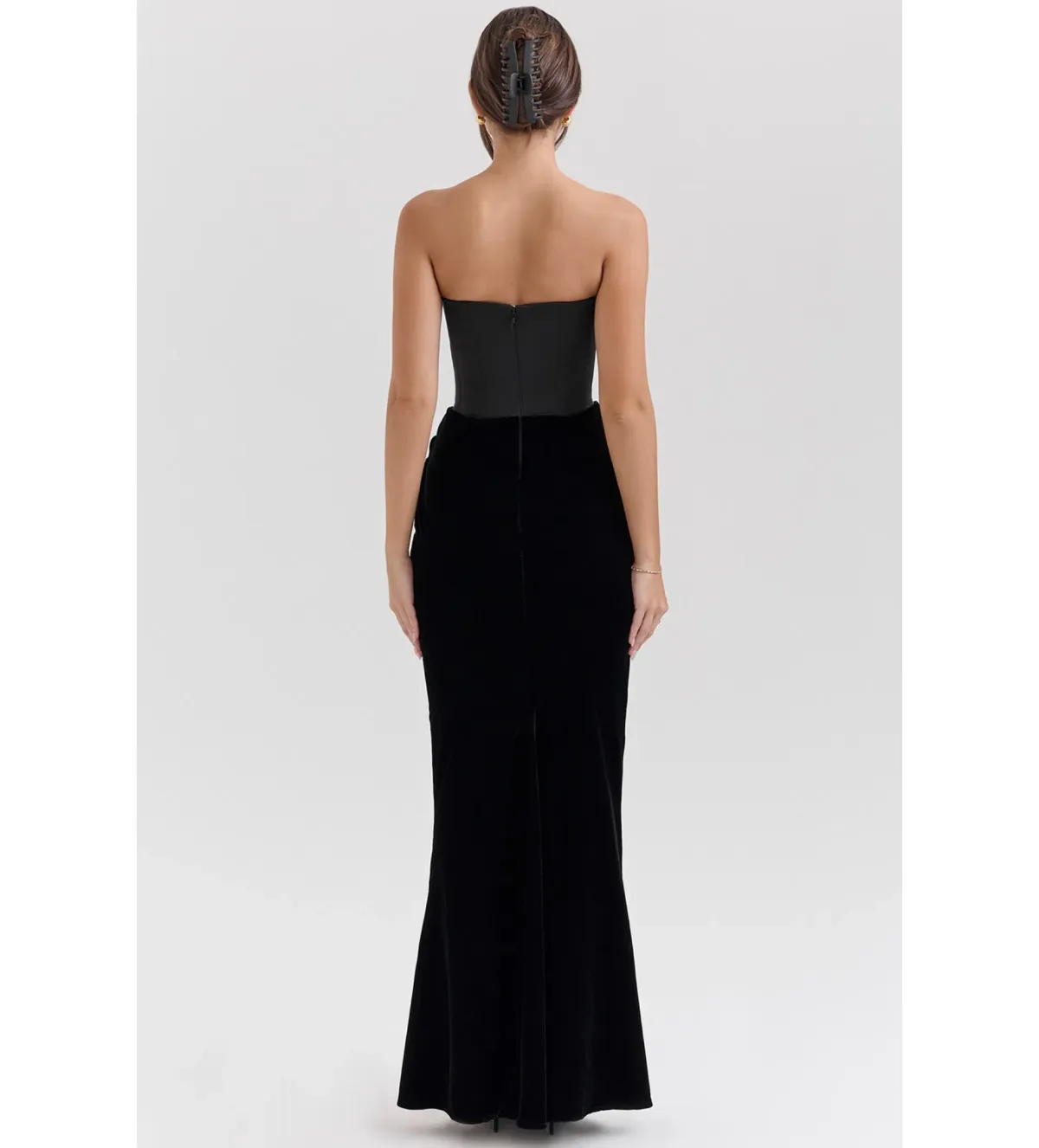 House of CB Persephone Strapless Corset Maxi Dress Black Velvet  Size S/Au 8   - Image 2