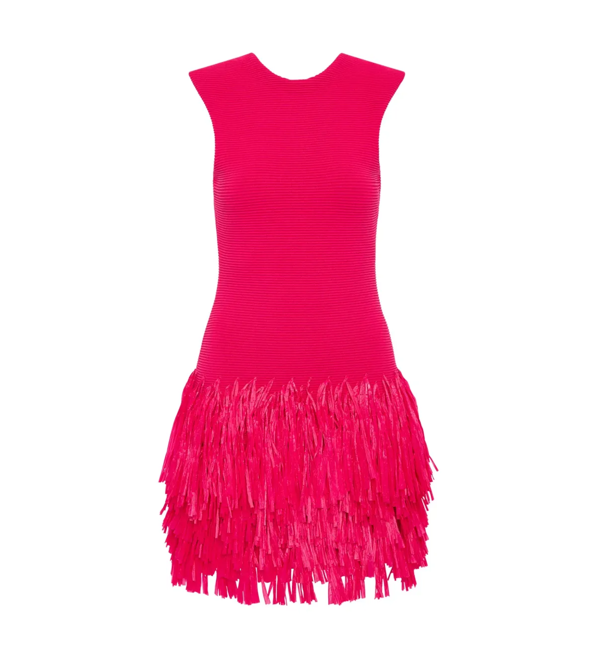 Aje Rushes Raffia Knit Mini Dress Deep Fuschia Size 12 - Image 4