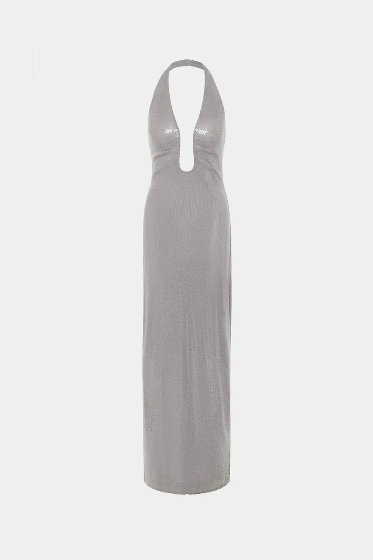 Misha The Alusia Maxi Dress Silver Sequin Size 8  - Image 4