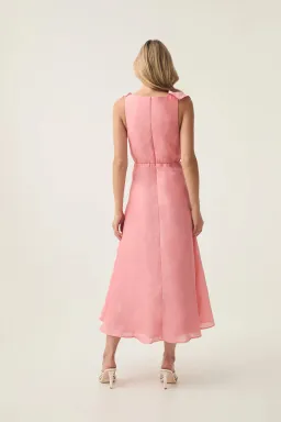 Aje Genesis Midi Dress Washed Coral Size 10 for rent on The Volte - image 2