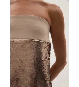 Aje Nebula Mini Dress in Champagne Sequin Size AU 6 for rent on The Volte - image 4