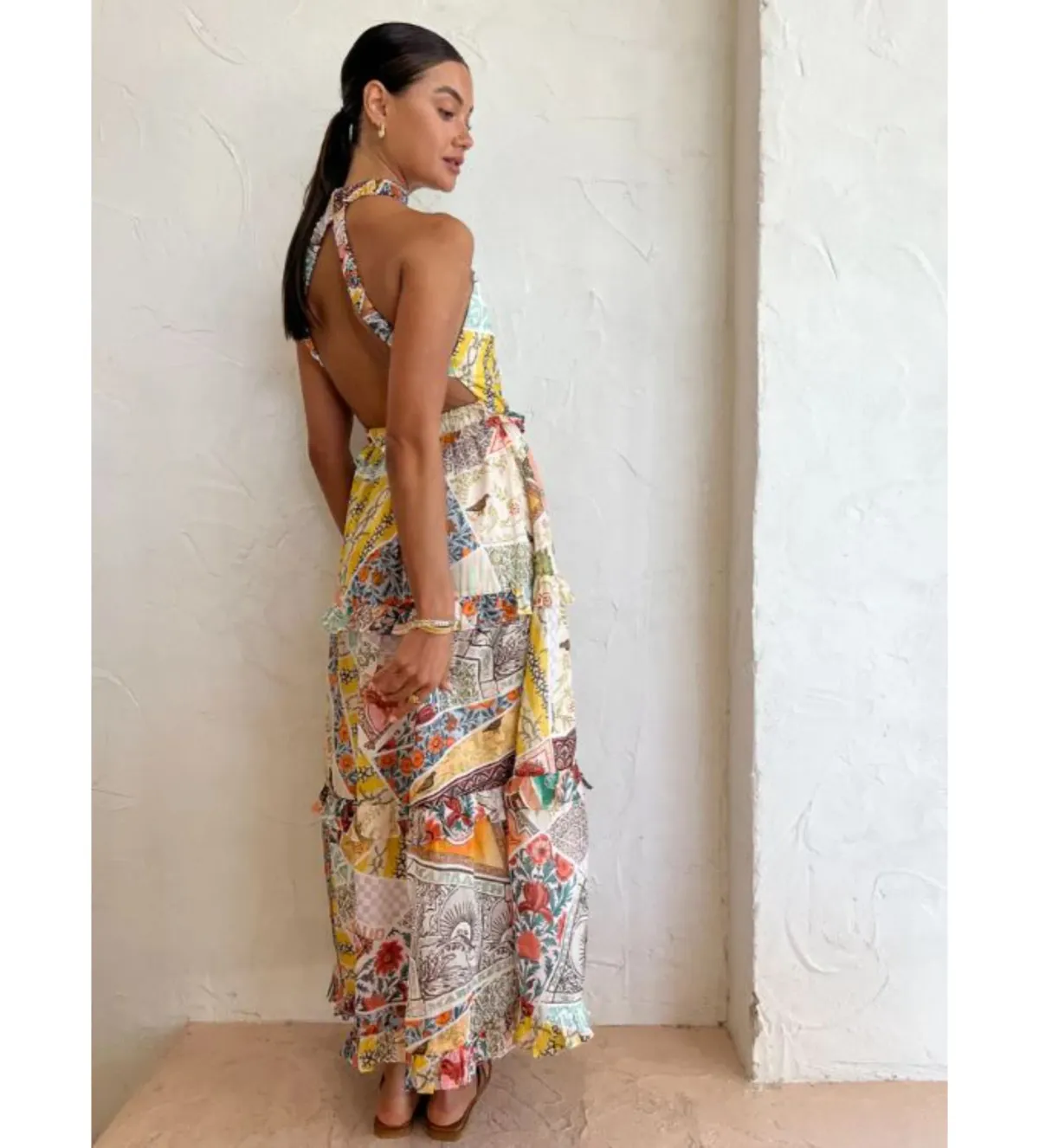 Kate Ford Zellejie Long Layered Maxi Dress Multi Print Size AU 6 - Image 3