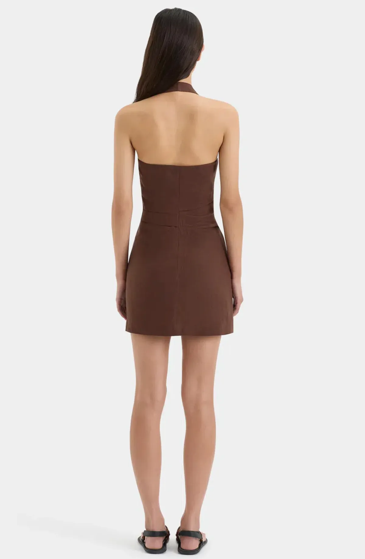 Noemi Halter Mini Dress Brown Size AU 12 - Image 1