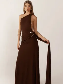 Ance Giria Gaia Gown Brown Maxi Size AU 12  for rent on The Volte - image 3