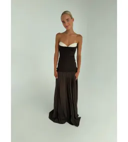 She is OLLÁ Nicolette Maxi Dress Espresso Brown Size XS / AU 6 for rent on The Volte - image 1