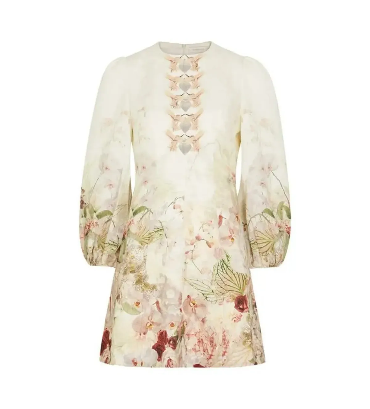 Zimmermann Dancer Hammingbird Linen Mini Dress Ivory Size 3/Au 14 - Image 2