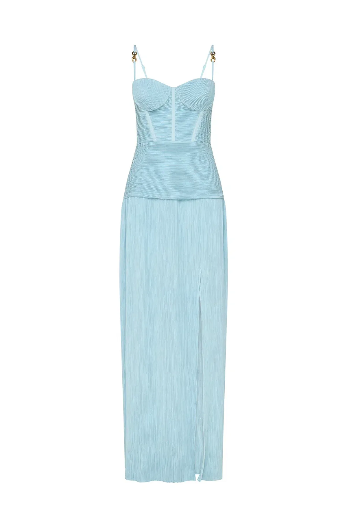 Manning Cartell Double Time Pleat Maxi Dress Aqua Spritz Blue Size 16 - Image 4