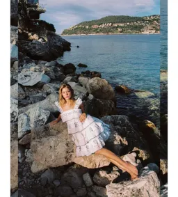 Innika Choo Cross Stitch Layer Mini Dress White Print Size AU 8 for rent on The Volte - image 2