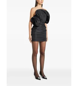 Magda Butrym Sculptural Rose Mini Dress Black Size 8 for rent on The Volte - image 2