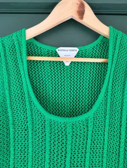 Bottega Veneta Mesh Knit Mini Dress in Bottega Green Size 12 for rent on The Volte - image 2