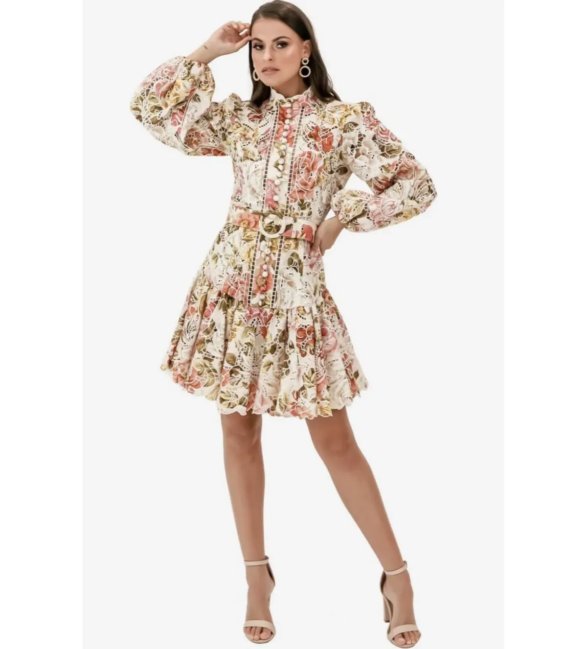 Zimmermann Bonita Embroidered Shart Dress Multi Size 1/ Au 10 - Image 1