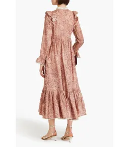  Zimmermann The Wonderland Frilled Midi Dress in Blush Paisley Size 1 / AU 10 for rent on The Volte - image 2