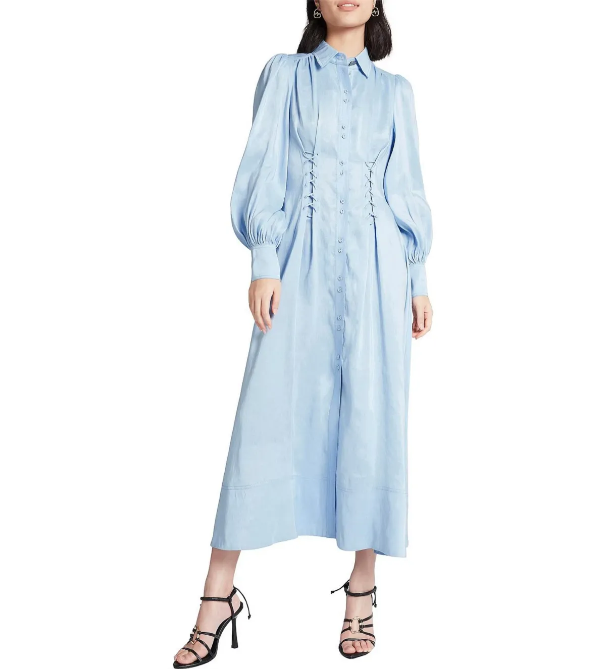 Aje Ephemera Lace-up Shirt Dress Blue Size 8 - Image 1