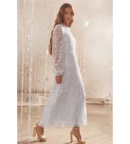 Needle and Thread The Seren Long Sleeve Ballerina Dress in Ice Blue Size 14 for rent on The Volte - image 1