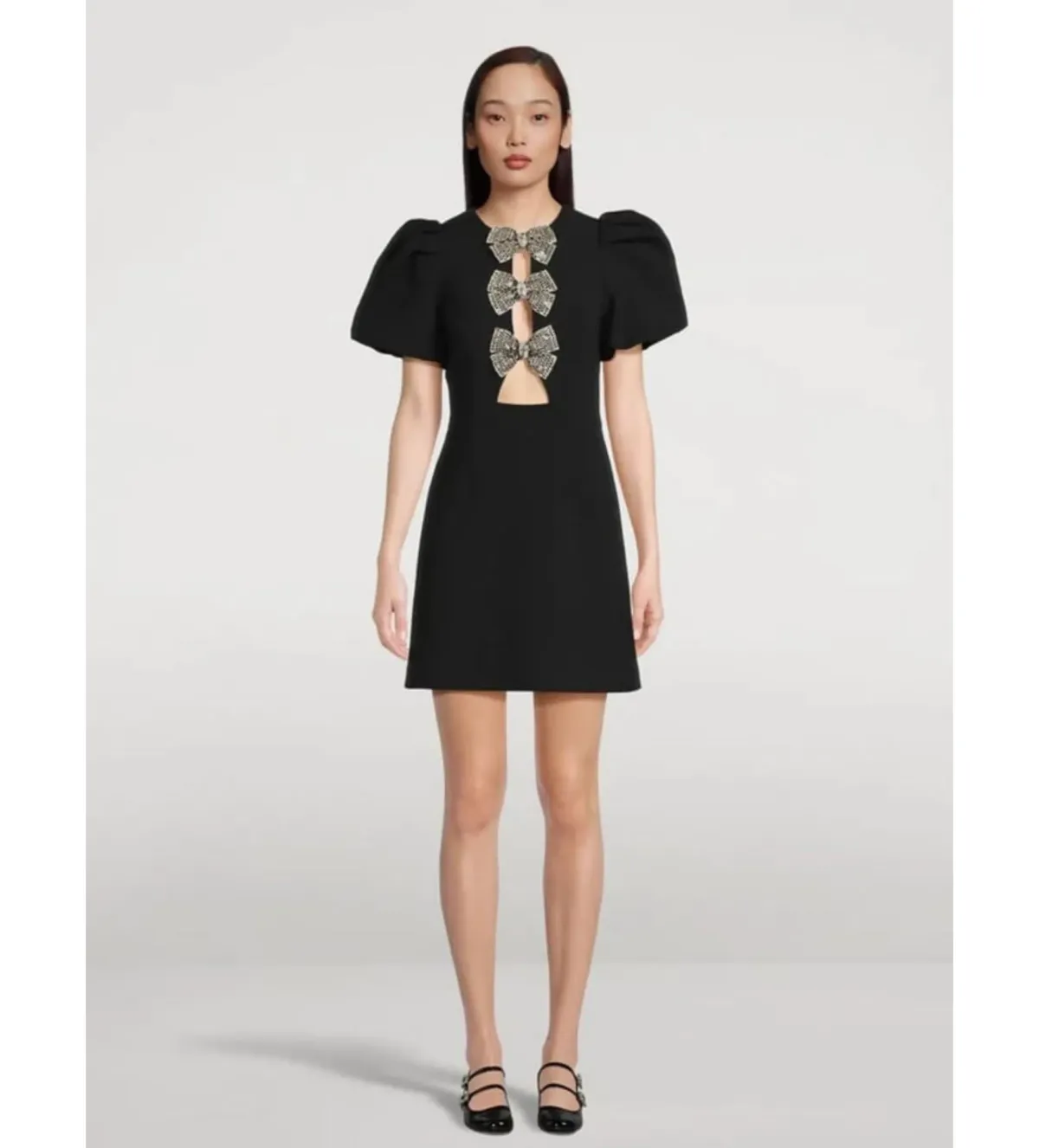Rebecca Vallance Yvonne Bow Mini Dress in Black Size 10 - Image 3